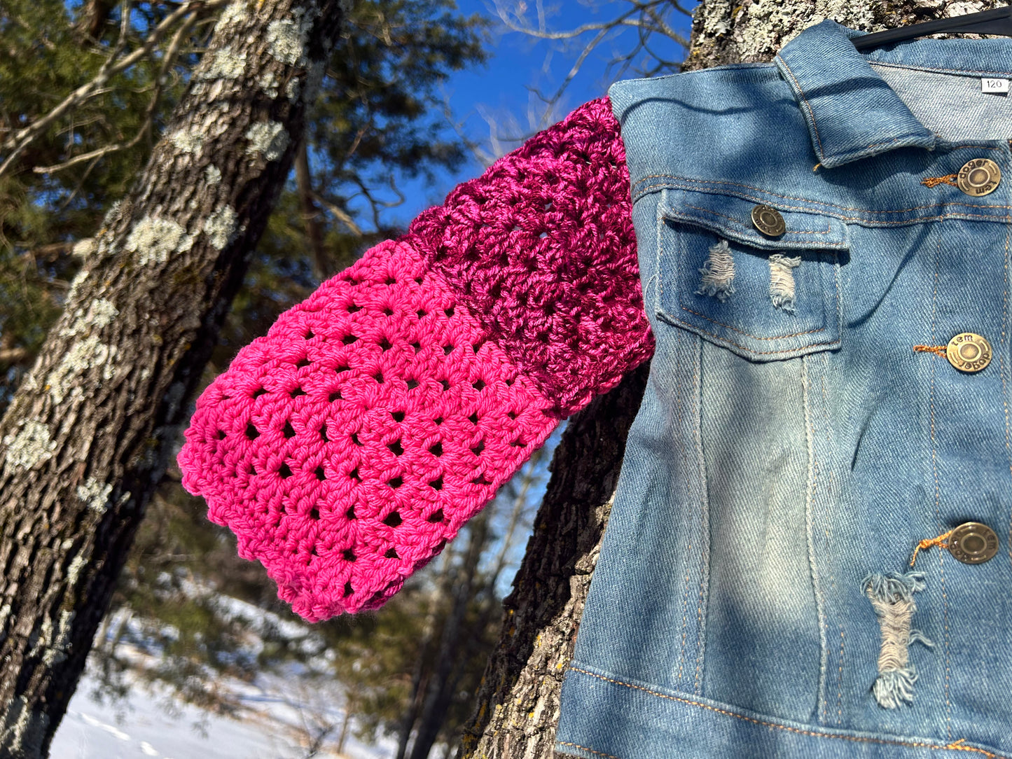 5T Jean Jacket w/Pink & Purple Granny Sleeves