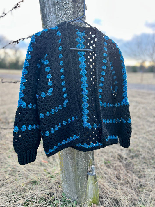 S/M Adult Black & Teal Cardi